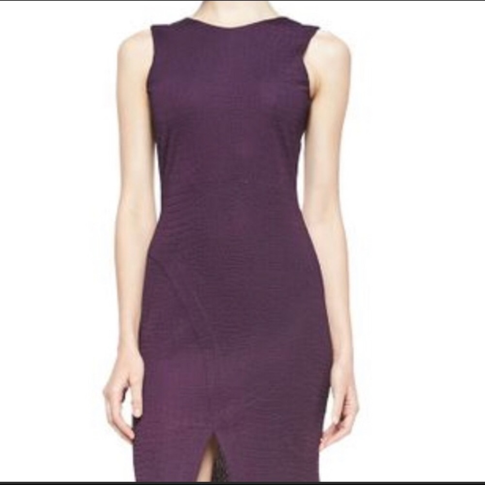 Amanda Uprichard eggplant purple textured sheath dress size P, fits like XS